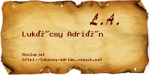 Lukácsy Adrián névjegykártya